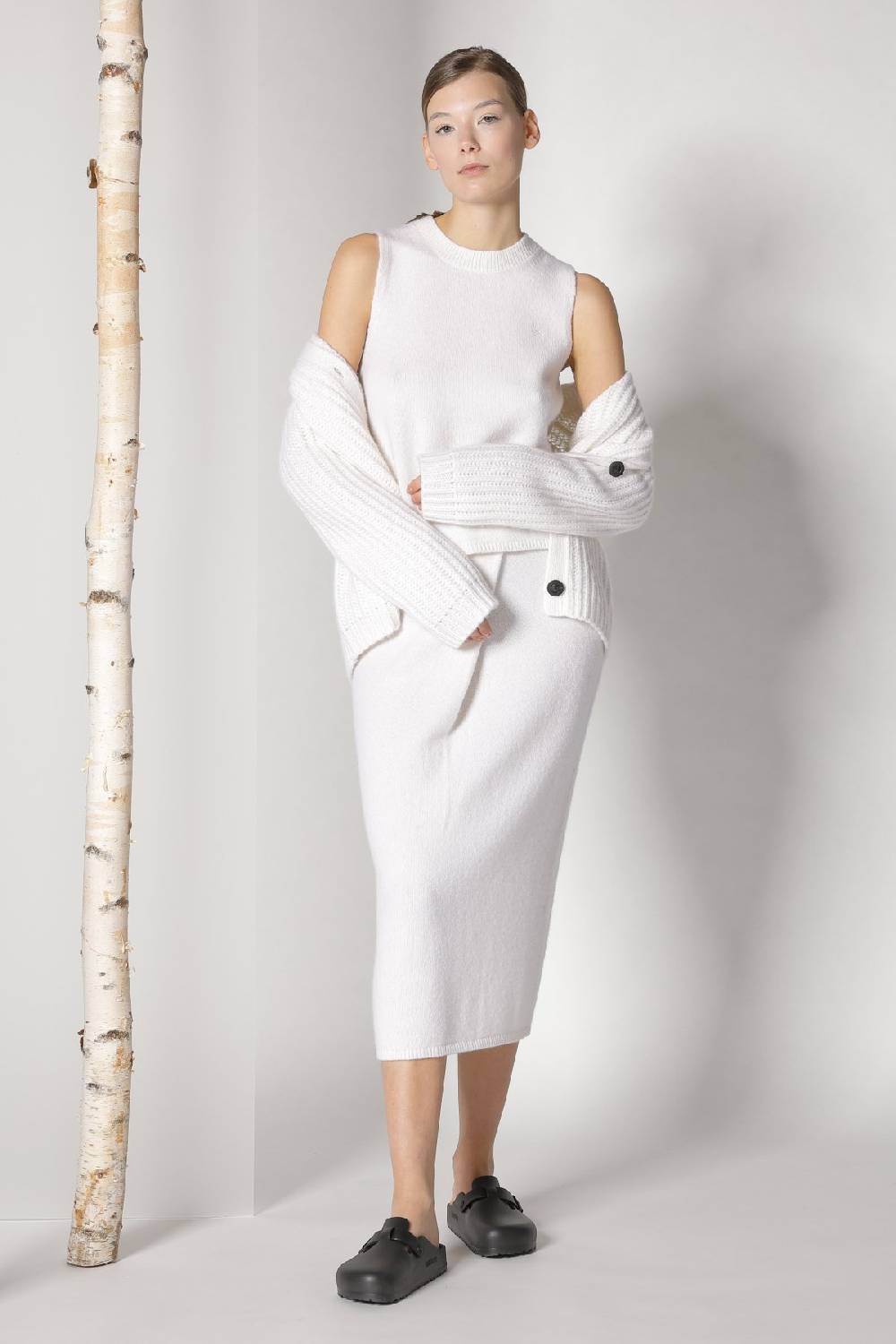 Sminfinity blurry ribbed cardigan + blurry crew top + blurry tulip skirt Bis zu 50% Rabatt