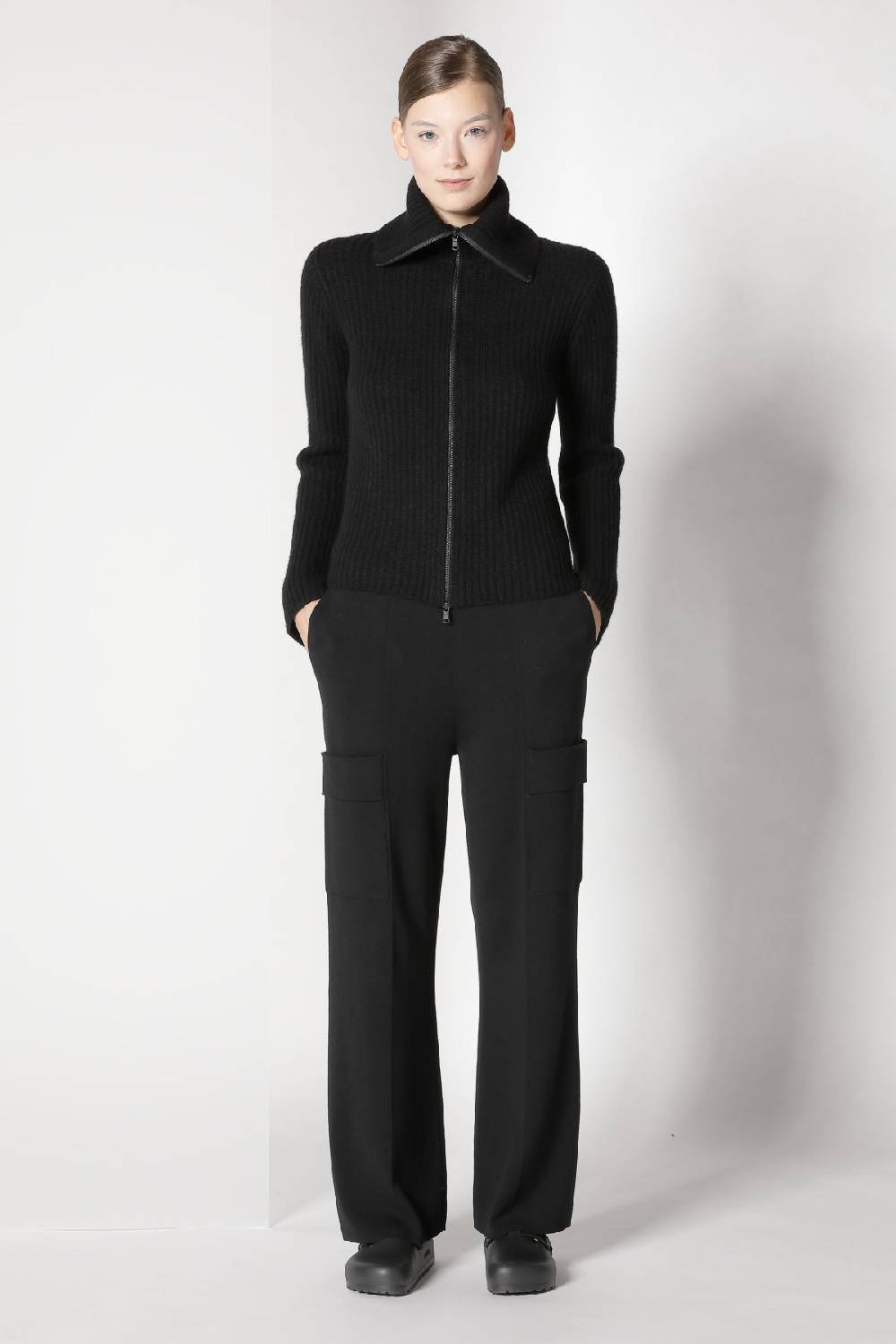 Sminfinity blurry ribbed zip-jacket + cargo bellbottom pants Bis zu 60% Rabatt