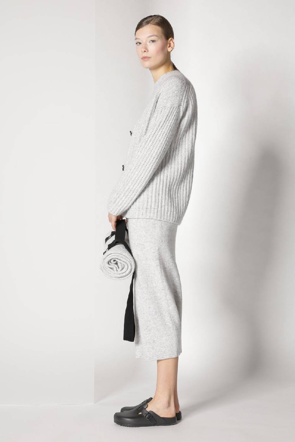 Sminfinity blurry ribbed cardigan + blurry crew top + blurry tulip skirt Super Rabatt