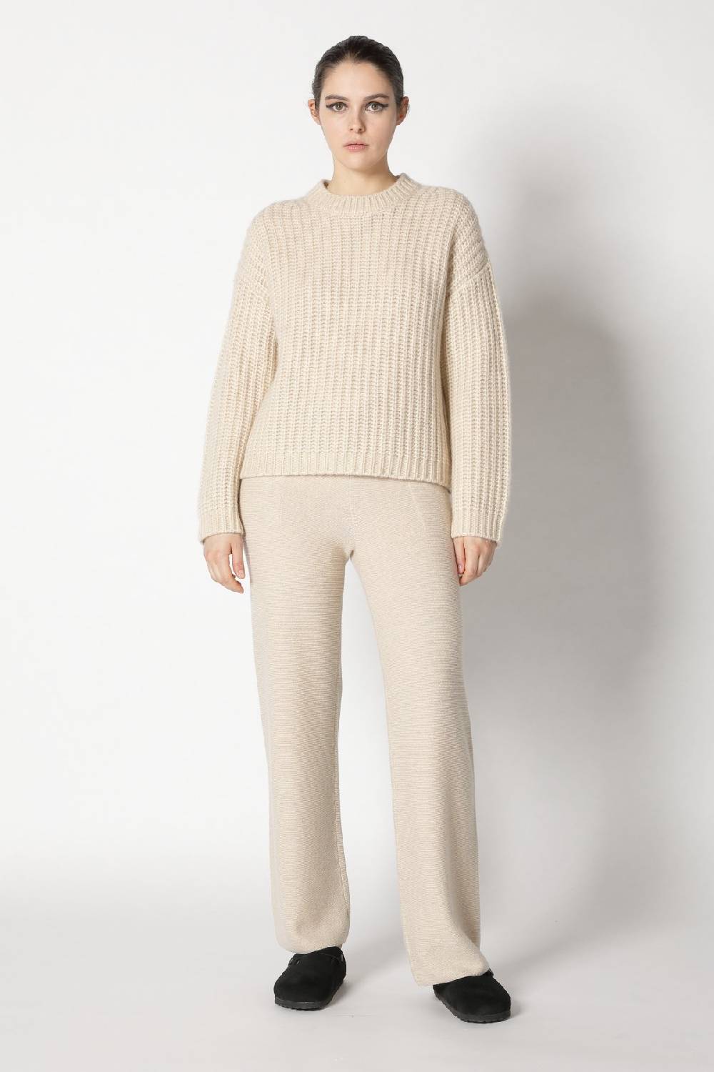 Sminfinity blurry chunky crewneck + garter palazzo pants Online Outlet