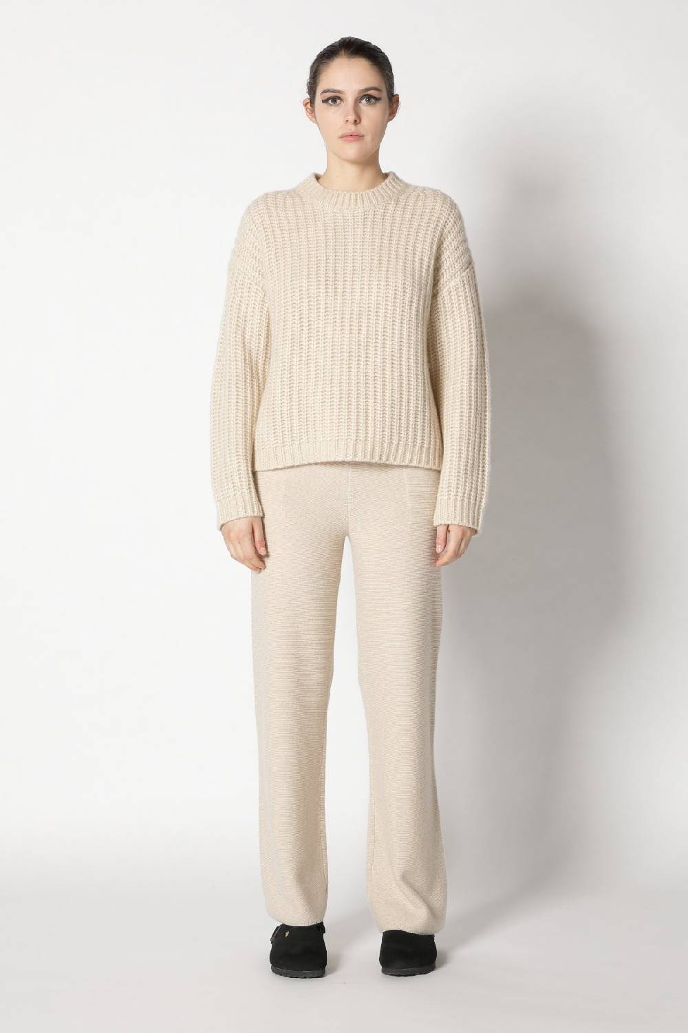Sminfinity blurry chunky crewneck + garter palazzo pants Online Outlet