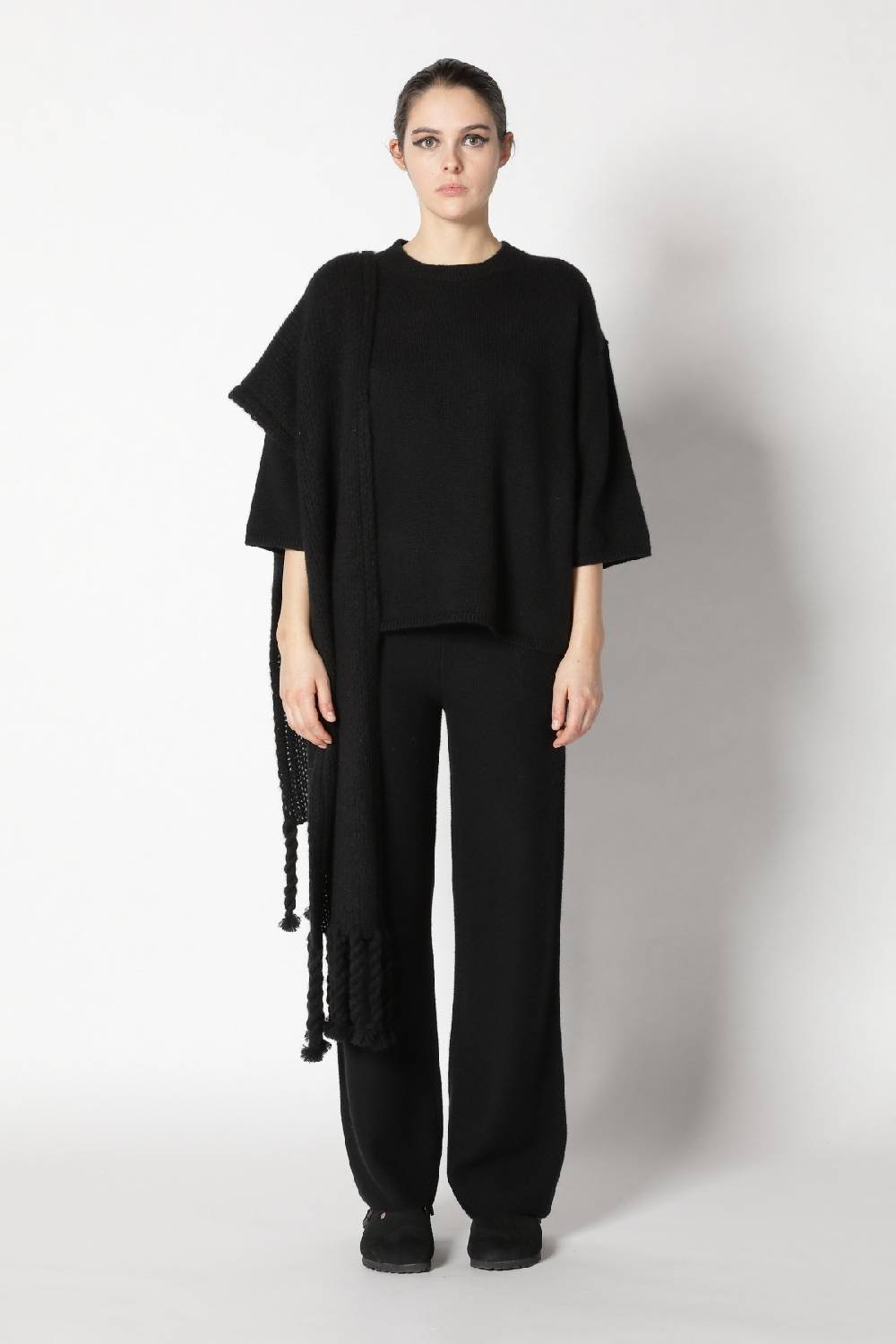 Sminfinity blurry crew jumper + blurry chunky scarf + garter palazzo pants Saisonale Angebote