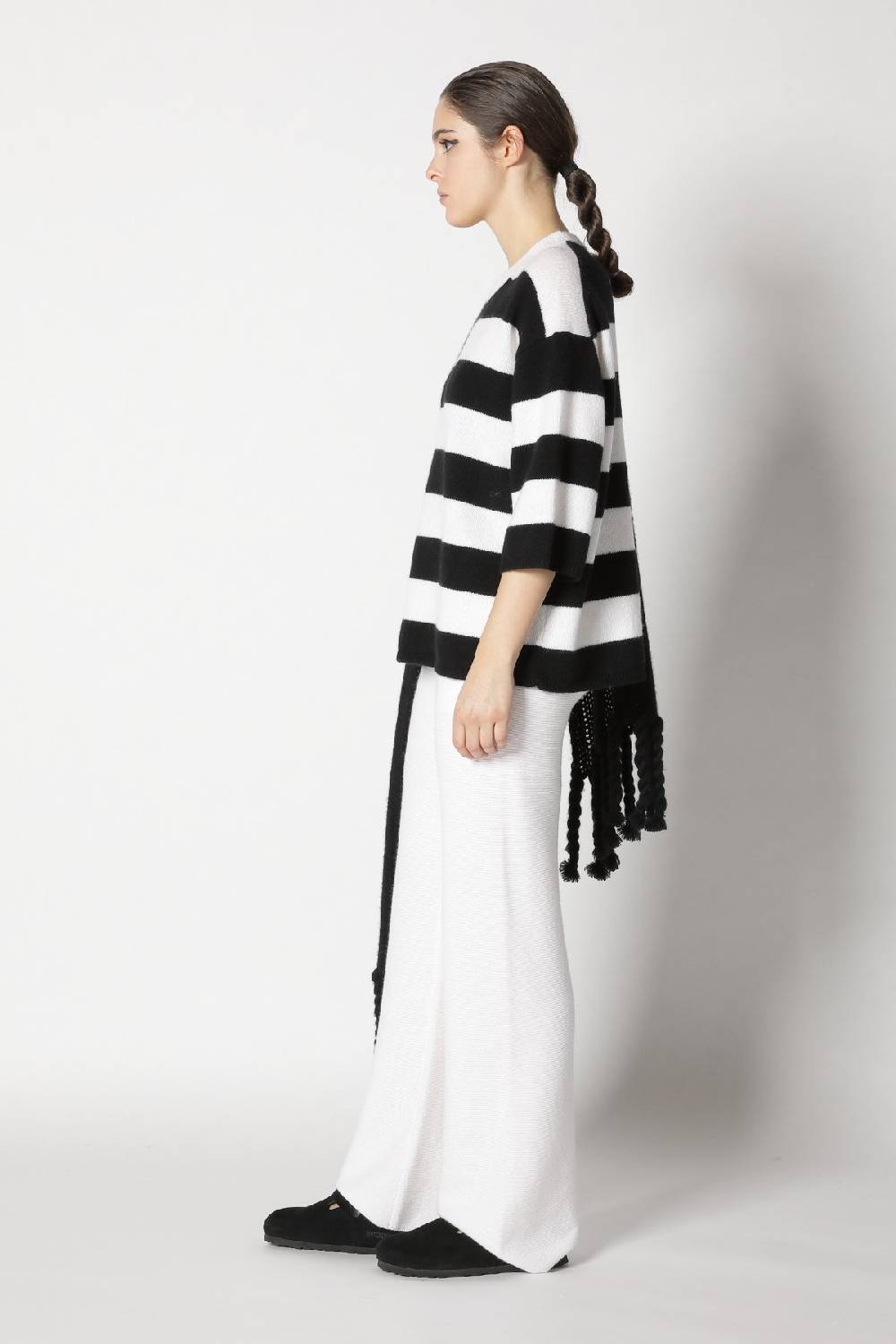 Sminfinity blurry stripe jumper + blurry chunky scarf + garter palazzo pants VIP-Rabatte