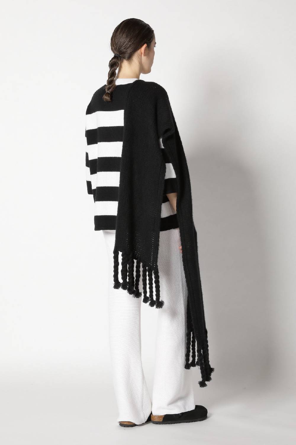 Sminfinity blurry stripe jumper + blurry chunky scarf + garter palazzo pants Tiefpreis