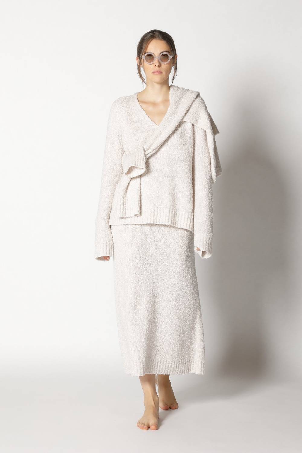 Sminfinity bouclé V neck + bouclé turtle + bouclé A skirt Hotsell