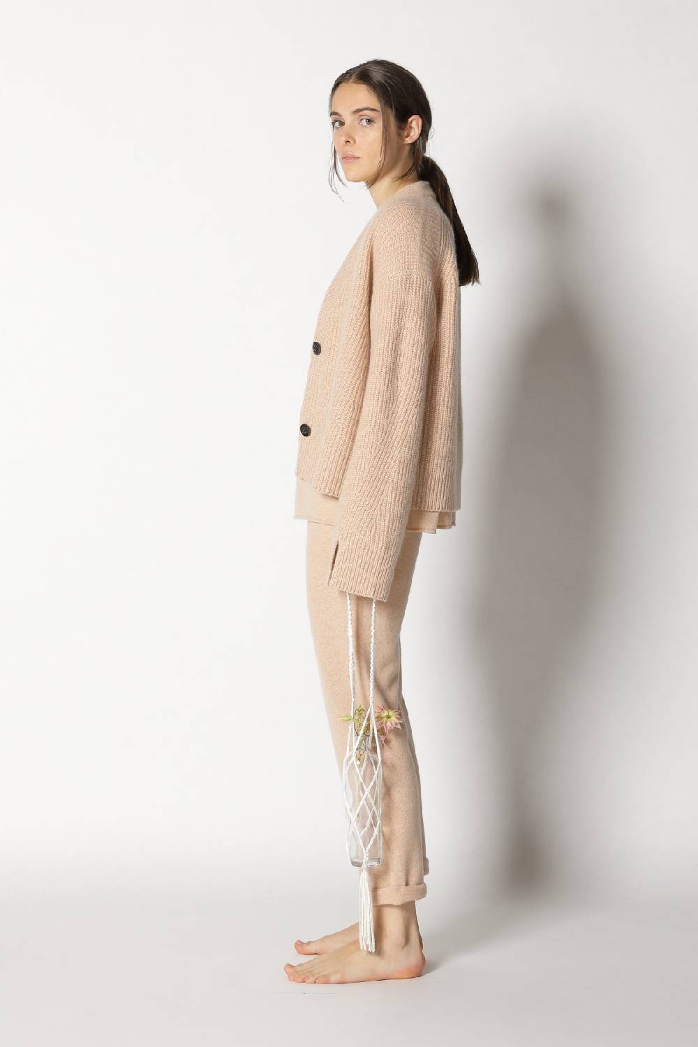Sminfinity pure V neck + icon rib cardigan + pure boat pants Black Friday