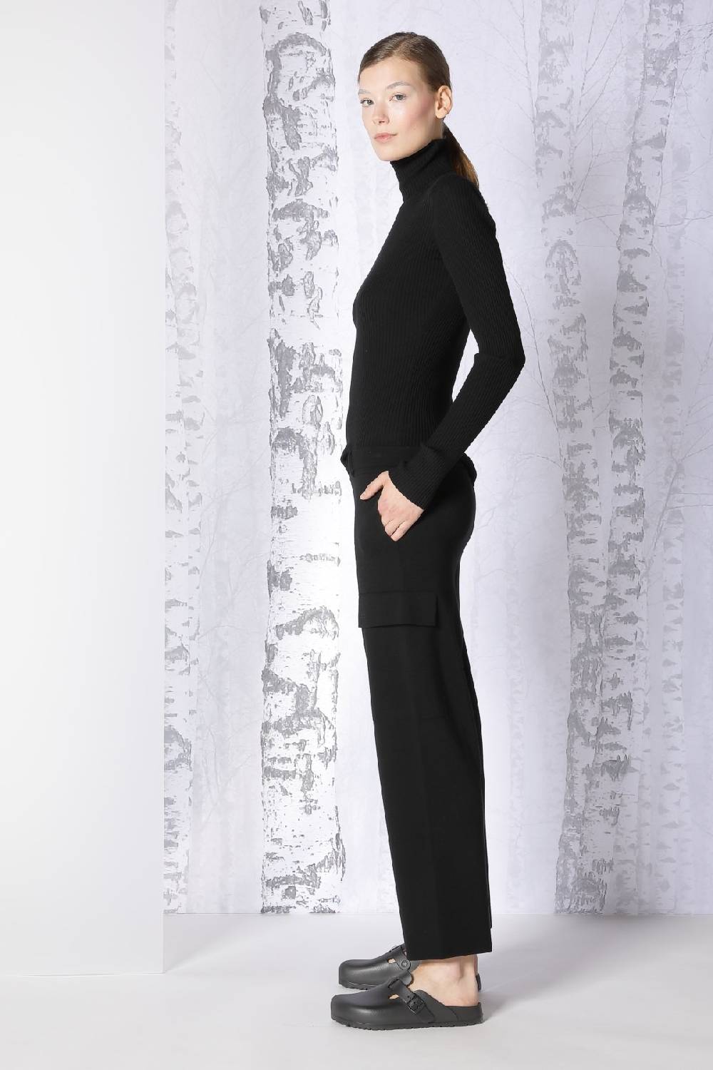 Sminfinity extrafine rib turtle + milano cropped cargo pants Flash Sale