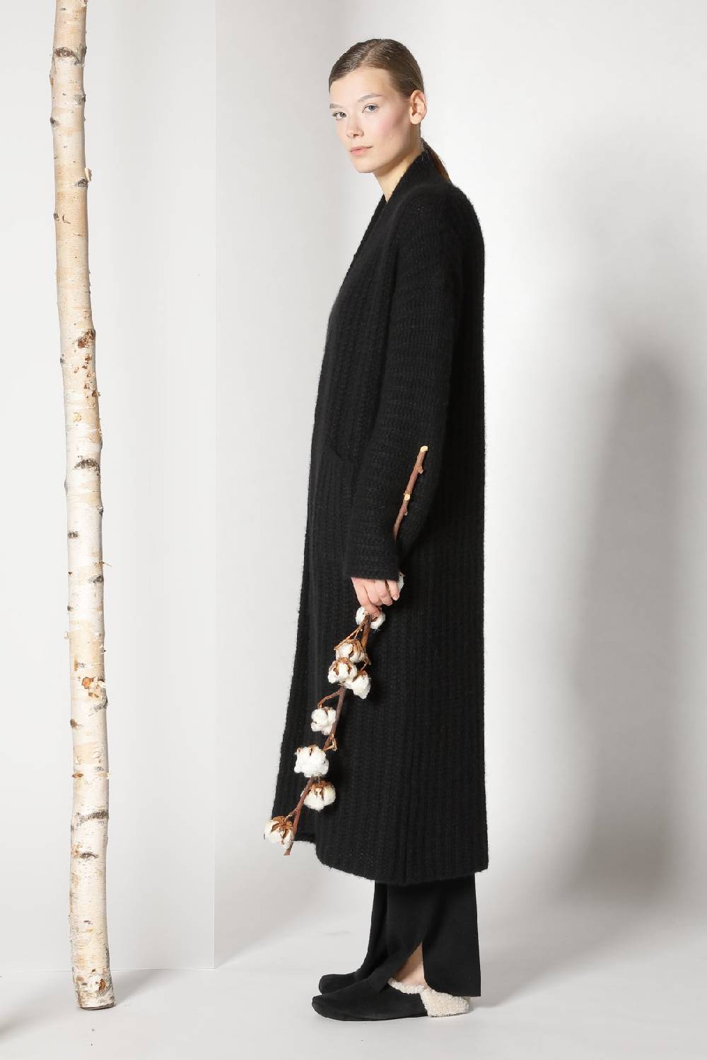 Sminfinity fluffy ribbed maxi coat + fluffy 1 Ply tank dress + pure slitted pants Exklusivangebot