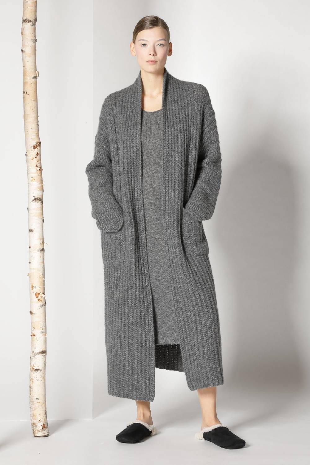Sminfinity fluffy ribbed maxi coat + fluffy 1 Ply tank dress Jubiläumsangebot