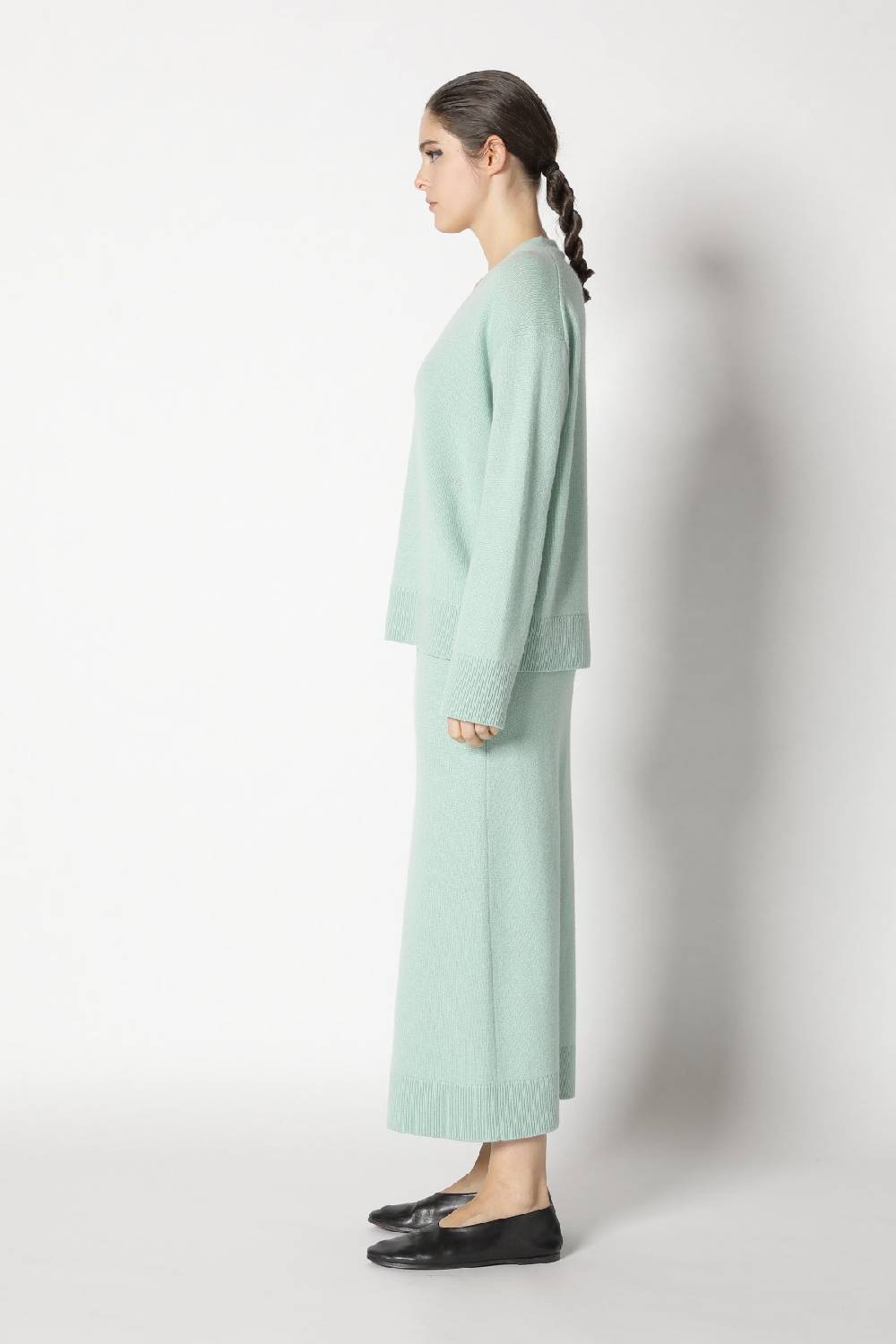 Sminfinity pure V neck + loosely 1x1 rib scarf + pure A skirt Super Sparpreis