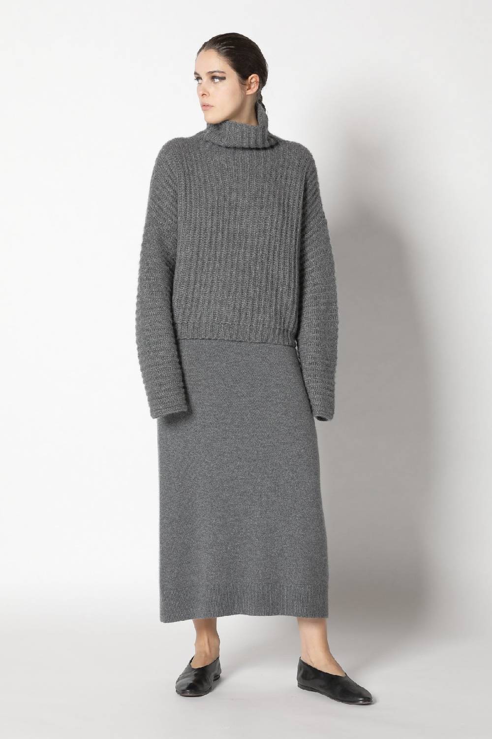Sminfinity fluffy rib turtle + pure A skirt Super Rabatt