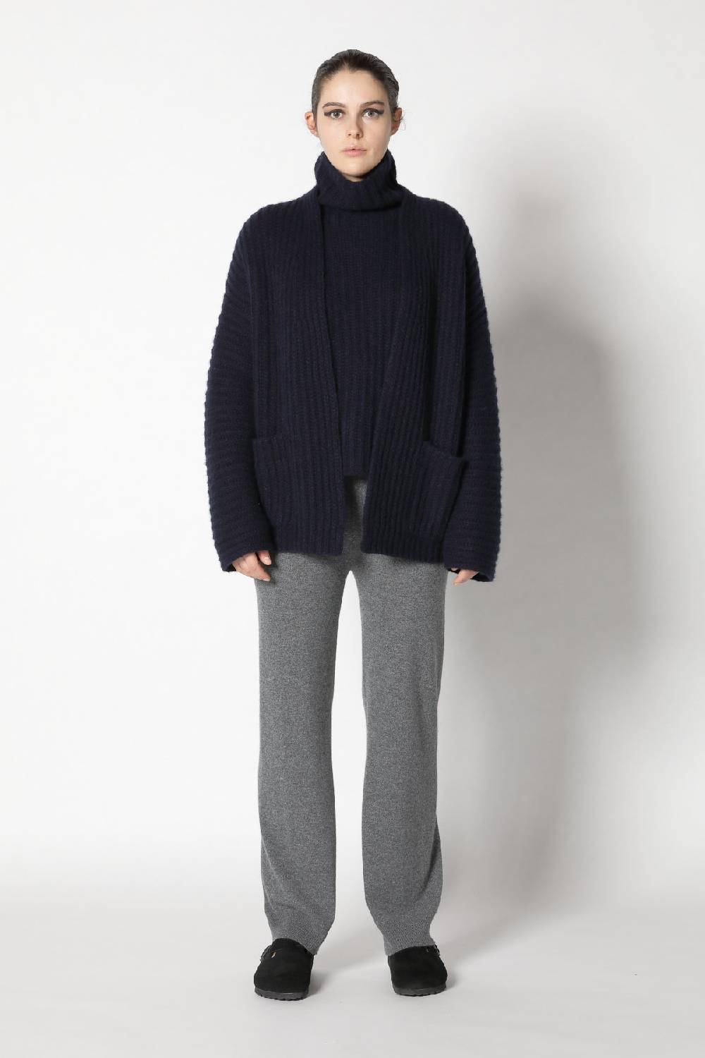 Sminfinity fluffy rib jacket + fluffy rib turtle + infinite palazzo pants Clearance-Verkauf