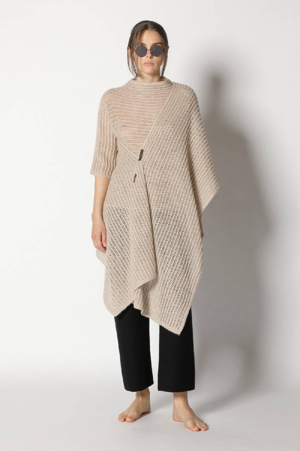 Sminfinity fluffy airy mockneck + fluffy airy plaid + garter cropped pants Black Friday