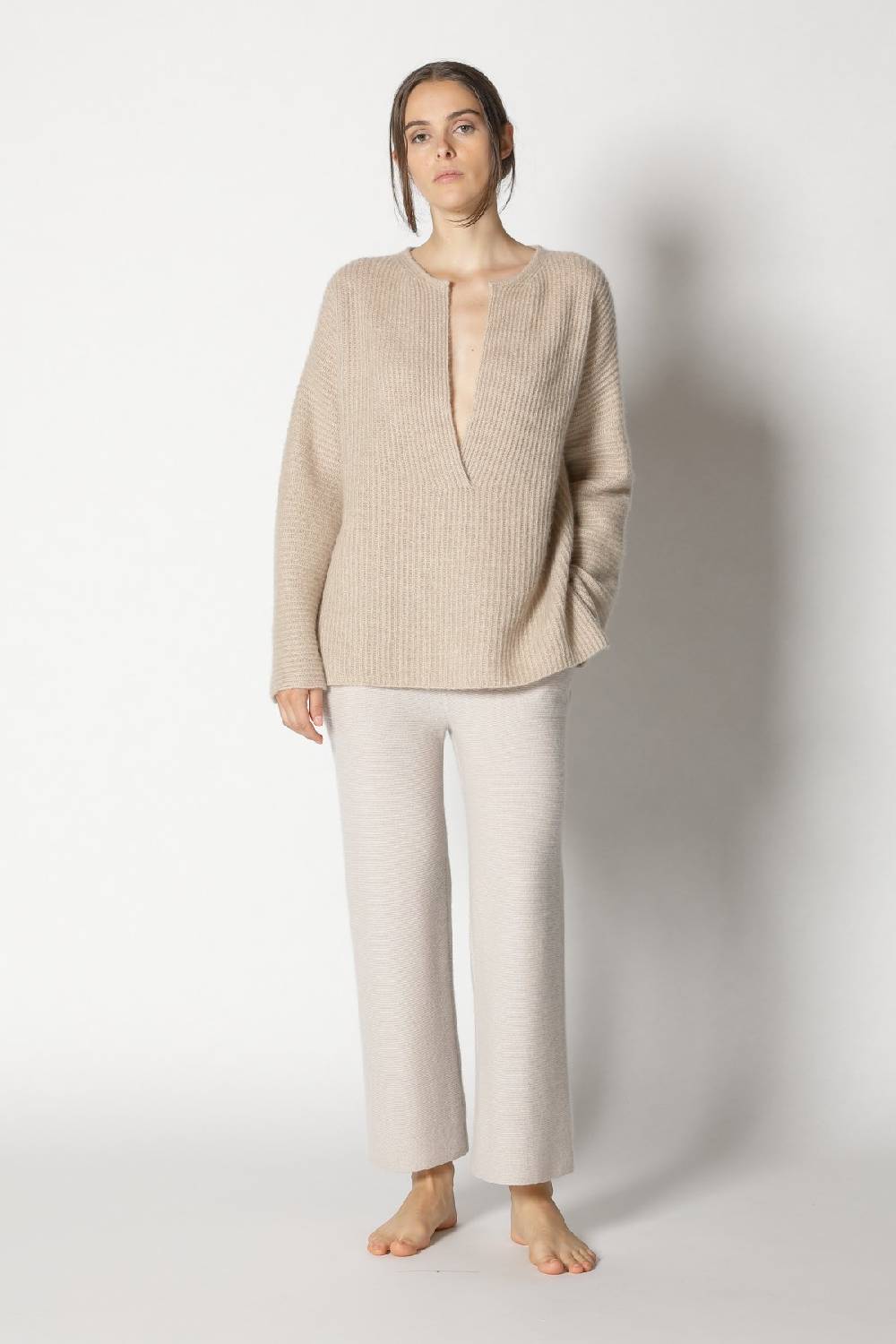 Sminfinity fluffy rib jumper + garter cropped pants Blitzangebot