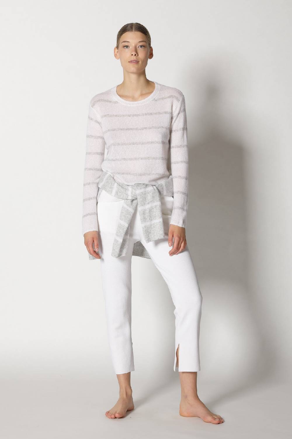 Sminfinity blurry stripe crewneck + silky cropped pants Bis zu 50% Rabatt
