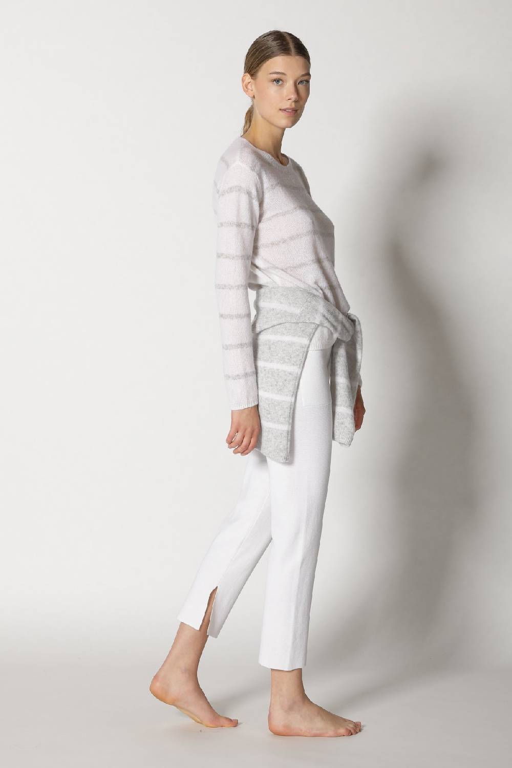 Sminfinity blurry stripe crewneck + silky cropped pants Bis zu 50% Rabatt